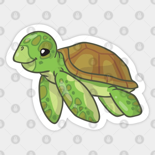 Green Sea Turtle Sticker by bytesizetreasure